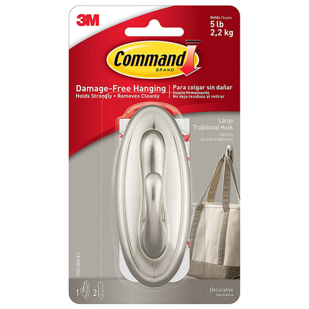 Command Large Brushed Nickel Command Traditional Hook 17053BN-ES